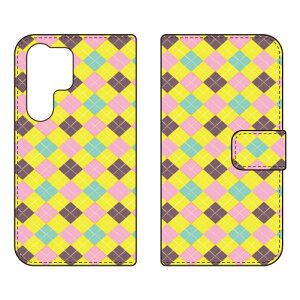 �蒠�^�X�}�[�g�t�H���P�[�X Cf LTD �`�F�b�N�� �iYELLOW×PINK�j Galaxy S24 Ultra SCG26 SC-52E SM-S928Q Coverfull �P�[�X �J�o�[ �X�}�z�P�[�X �������� �ϏՌ� �v�����g �ی� �Ռ��z��