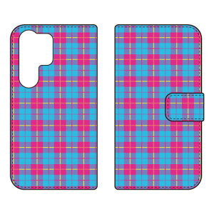 �蒠�^�X�}�[�g�t�H���P�[�X Cf LTD �`�F�b�N�� �iBLUE×PINK�j Galaxy S25 Ultra SCG32 SC-52F SM-S938Z SM-S938Q Coverfull �P�[�X �J�o�[ �X�}�z�P�[�X �������� �ϏՌ� �v�����g �ی� �Ռ��z��