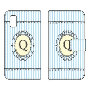 手帳型スマートフォンケース Cf LTD イニシャル アルファベット Q (サックス) AQUOS wish SHG06・A104SH・SH-RM20 wish2 SH-51C・A204SH docomo・au・SoftBank・Y!mobile・楽天モバイル Coverfull au shg06 カバー shg06