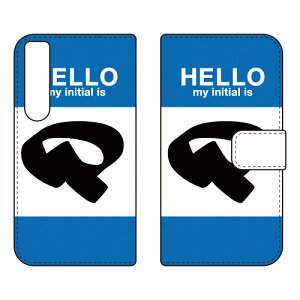 手帳型スマートフォンケース Cf LTD ハロー イニシャル アルファベット P (ブルー) Xperia 1 IV SOG06 SO-51C A201SO XQ-CT44 au・docomo・SoftBank・MVNOスマホ(SIMフリー端末) Coverfullxperia 1 IV ケース xperia 1