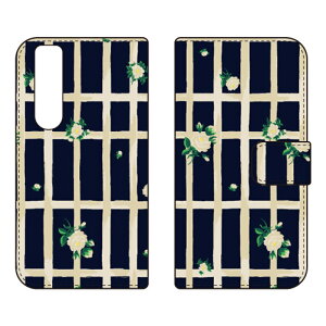 �蒠�^�X�}�[�g�t�H���P�[�X SINDEE �uFlower Grid �i�l�C�r�[�j�v Xperia 1 VI SOG13 SO-51E A401SO XQ-EC44 SECOND SKIN �P�[�X �J�o�[ �X�}�z�P�[�X �������� �ϏՌ� �v�����g �ی� �Ռ��z��