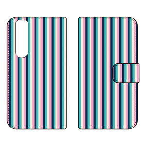 �蒠�^�X�}�[�g�t�H���P�[�X �X�g���C�v�R���N�V���� �l�C�r�[���s���N Xperia 1 VI SOG13 SO-51E A401SO XQ-EC44 Coverfull �P�[�X �J�o�[ �X�}�z�P�[�X �������� �ϏՌ� �v�����g �ی� �Ռ��z��
