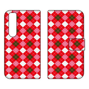 �蒠�^�X�}�[�g�t�H���P�[�X Cf LTD �`�F�b�N�� �iRED×PINK�j Xperia 1 VII SOG15 SO-51F A501SO XQ-FS44 Coverfull �P�[�X �J�o�[ �X�}�z�P�[�X �������� �ϏՌ� �v�����g �ی� �Ռ��z��