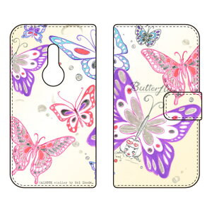 手帳型スマートフォンケース 池田ハル 「Butterfly2 クリーム」 arrows Be4 Plus F-41B・BZ02 docomo・MVNOスマホ(SIMフリー端末) SECOND SKIN f-41b ケース f-41b カバー arrows be4 plus f-41b ケース arrows be4 plus f-41b