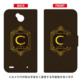 手帳型スマートフォンケース Cf LTD ラグジュアリー イニシャル アルファベット C （ゴールドイエロー） Disney Mobile on docomo DM-02H docomo Coverfull dm-02h ケース dm-02h カバー dm-02h スマホケース 送料無料