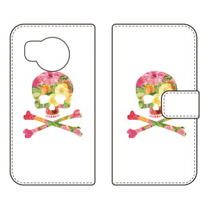 �蒠�^�X�}�[�g�t�H���P�[�X Flower skull �z���C�g design by ROTM AQUOS R8 SH-52D SH-R80 SECOND SKIN �P�[�X �J�o�[ �X�}�z�P�[�X �������� �ϏՌ� �v�����g �ی� �Ռ��z��