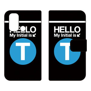 手帳型スマートフォンケース Cf LTD サブウェイ イニシャル アルファベット T (サックス) OPPO Reno5 A A101OP・CPH2199 Y!mobile・MVNOスマホ(SIMフリー端末) Coverfulloppo reno5 a oppo reno5 a ケース oppo reno5