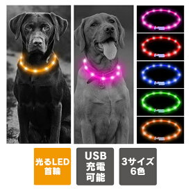 【首周り：35cm | 50cm | 70cm】首輪 光る 犬 首輪 光る首輪 犬 光る 首輪 レインボー ペット 光る 首輪 LED 光る首輪 LED 犬 USB Type-C 充電式 猫 安全 首輪 長さ調整可能 小型犬 中型犬 おしゃれ かわいい レインボー 犬の首輪 夜間発光首輪 虹色 LEDライト 送料無料