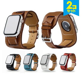 【2本セット】 apple watch バンド 一体型 apple watch バンド レザー apple watch レザーバンド アップルウォッチ レザーバンド おしゃれ アップルウォッチ バンド レザー アップルウォッチ バンド おしゃれ ミリタリー ブレスレット ファッション オリジナル 本革 送料無料