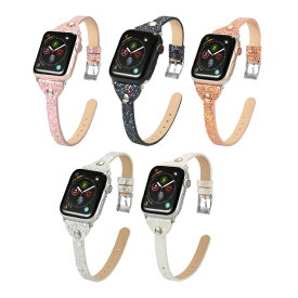 ●在庫限り特価●Apple Watch アップルウォッチ Willow lighting leather belt ウイロ ライトニング レザー ベルト アップルウォッチストラップ セレブ スリム 細身 スパンコール風 PU レザー 本革 オリジナル バンド 美しい 大人 レディース 送料無料