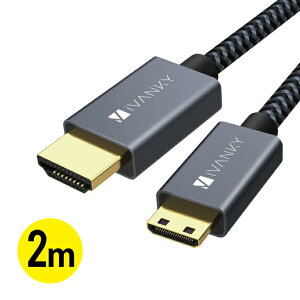 iVANKY VBA30 2m Gray & Black Mini HDMI to HDMI Cable 4K@60Hz nCXs[h 𑜓x f 摜  ] J fBXNgbv bvgbv ^ubg p\R TV er j^[ Apple TV lC ֗Ob
