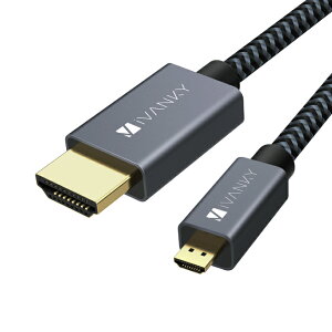 iVANKY VBA32 2m Grey & Black 4K Micro HDMI to HDMI Cable 4K/60Hz HDMI ���� �o�� �[�q �e���r �v���Y�}�e���r �v���W�F�N�^�[ �f�W�^���J���� �X�}�z �X�}�[�g�t�H�� �^�u���b�g �I�X�X�� �֗��O�b�Y ��������