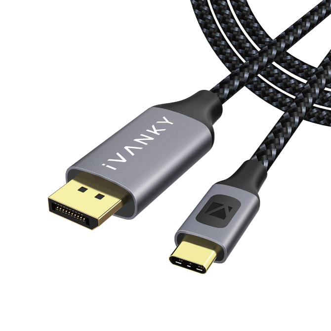 iVANKY VBD82 3m Grey  Black USB-C to DisplayPort Cable 4K＠60Hz 変換 ケーブル DP ディスプレイポート ケーブル パソコン PC スマホ スマートフォン ディスプレイ テレビ プロジェクター オススメ 人気 便利グッズ  送料無料