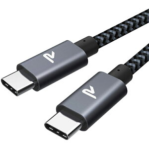 RAMPOW RAD14 1m Gray & Black Type-C to Type-C Cable PD 60W 3A [d Power Delivery 3.0 Quick Charge 3.0 USB2.0 480Mbps f[^] X}z X}[gtH ^ubg p\R Q[@ MacBook iPad Pro Nintendo Switch 