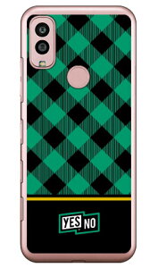 ブロックチェック グリーン (ソフトTPUクリア) Android One S10 Y!mobile YESNO イエスノー 平面 スマホケースandroid one s10 ケース android one s10 カバー アンドロイドワンs10ケース アンドロイドワンs10