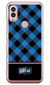 ブロックチェック ブルー (ソフトTPUクリア) Android One S10 Y!mobile YESNO イエスノー 平面 受注生産 スマホケースandroid one s10 ケース android one s10 カバー アンドロイドワンs10ケース アンドロイド
