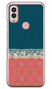 リアルレース ネイビー×ピンク (クリア) Android One S10 Y!mobile Coverfull カバフル 平面 受注生産 スマホケースandroid one s10 ケース android one s10 カバー アンドロイドワンs10ケース アンドロイドワ