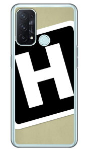 Cf LTD キャンプ イニシャル ベージュ×ブラック H (クリア) OPPO Reno5 A A101OP・CPH2199 Y!mobile・MVNOスマホ(SIMフリー端末) Coverfulloppo reno5 a oppo reno5 a ケース oppo reno5 a oppo reno5 a カバー reno5 a ケー
