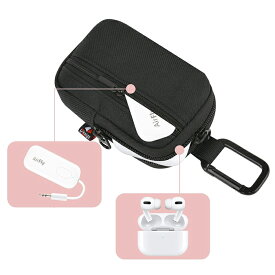 TWSワイヤレスイヤホン コンパクトポーチ マルチ保護ポーチ アウトドア トラベルポーチ ガジェットポーチ ファスナー開閉 小物入れ オーガナイザー 旅行用 携帯用 出張 Airfly 収納ケース カラビナ付き