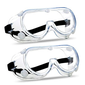 曇りにくい ゴーグル 2個セット 保護メガネ 花粉 防塵 軽量 クリア 細菌 作業 実験 眼鏡 めがね 対応 女性 男女兼用 安全 オーバーグラス 飛沫防止 ウイルス対策
