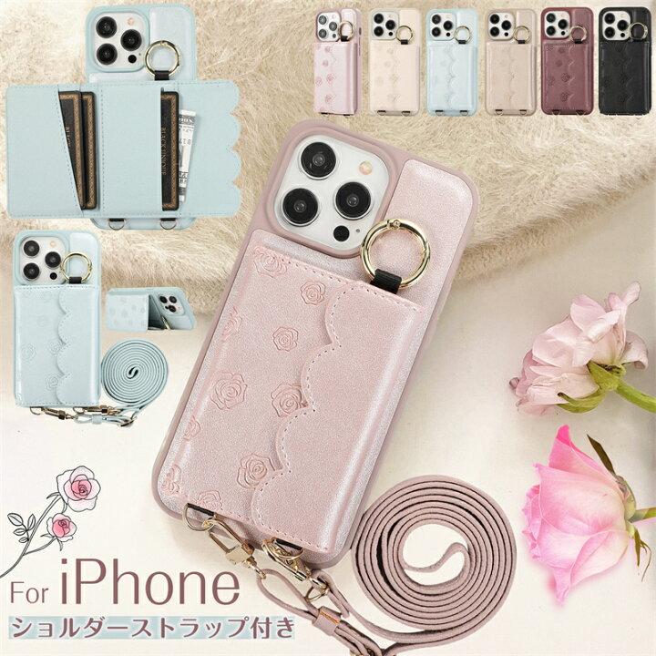 楽天市場】【定番の花柄】 iphoneケース 大人可愛い ショルダー タイプ 