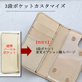 【全機種対応手帳型ケース calligraphy専用 カードポケット3段変更オプション】『革は本体で選択した色・種類となります』（単品購入できません） 大容量 カードポケット
