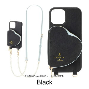 yK㗝Xz o I u[ iPhone13 13mini 13pro 13promax P[X LANVIN en Bleu WRAP CASE POCKET SIMPLE HEART WITH PEARL TYPE NECK STRAP X}zP[X Jo[ uh lbNXgbv  킢