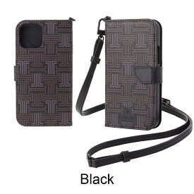 【正規代理店】 ランバン コレクション iPhone13 13mini 13pro 13promax ケース LANVIN COLLECTION Folio Case Signature with Neck Strap メンズ 男性 スマホケース ブランド 手帳型 ネックストラップ