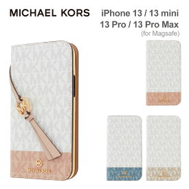 【正規代理店】 マイケルコース iPhone13 ケース 13pro 13mini 13promax スマホケース Magsafe対応 MICHAEL KORS FOLIO CASE 2-TONE SIGNATURE WITH TASSEL CHARM iPhoneケース アイフォン ブランド スマホ ケース 手帳型 手帳型ケース