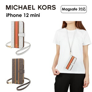 10Gg[Ń|Cg10{ yK㗝Xz }CPR[X iPhone12 mini X}zP[X MagsafeΉ MICHAEL KORS Folio Case Stripe with Neck Strap iPhoneP[X ACtH uh 蒠^ 蒠^P[
