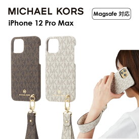 【正規代理店】 マイケルコース iPhone12 ProMax スマホケース Magsafe対応 MICHAEL KORS Slim Wrap Case Signature with Hand Strap iPhoneケース アイフォン ブランド スマートフォン 薄型 おしゃれ 女性 彼女