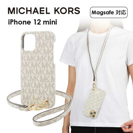 【正規代理店】 マイケルコース iPhone12 mini スマホケース Magsafe対応 MICHAEL KORS Slim Wrap Case Signature with Neck Strap iPhone iPhoneケース アイフォン ブランド スマホ ケース スマートフォン 薄型 おしゃれ 女性 彼女