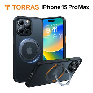 �y�K���X�t�B���������z TORRAS UPRO Ostand Pro Case iPhone15 15pro 15promax �P�[�X ������ �ϏՌ� �ی� ��ʕی�K���X �t���ی� �ČRMIL�K�i �����O�X�^���h 360�x��]