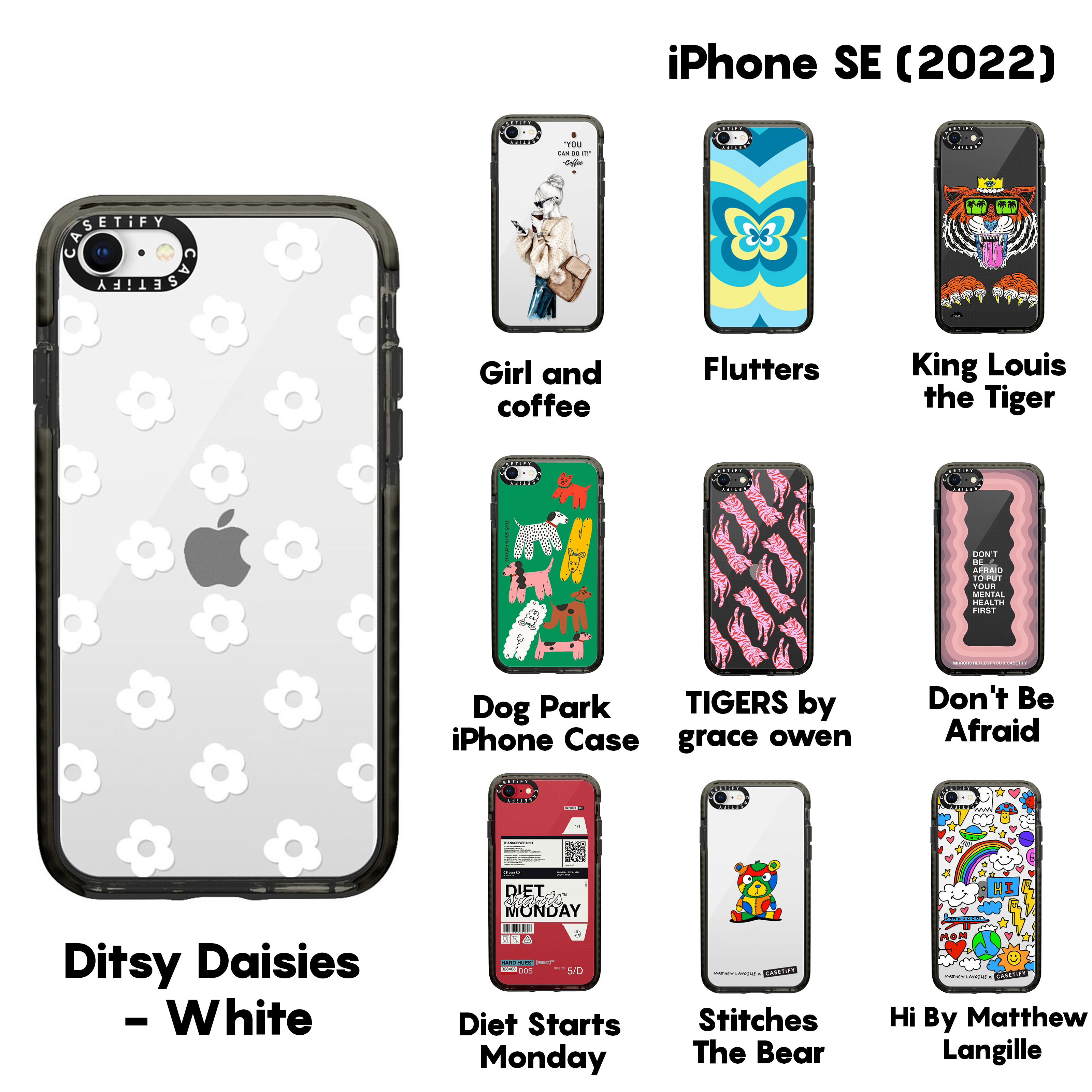 【公式】CASETiFY iPhone SE (2020/2022) and iPhone 8/7 インパクトケース クリア ブラック クリア  フロスト Polka Daub Hearts Clouds White cow Girl and coffee Baby Bear iPhoneケース  