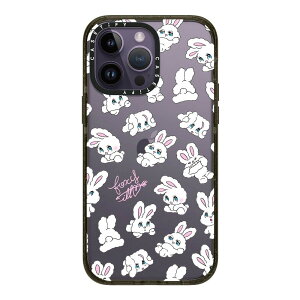 �y�����zCASETiFY iPhone 14ProMax �C���p�N�g�P�[�X �N���A �u���b�N �N���A �t���X�g Clear Polka Daub Hearts Casetify Girl and coffee Bunnies by foxy illustrations Hipster Frenchie Black iPhone�P�[�X iPhone 14ProMax �ϏՌ� ��