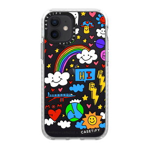 �y�����zCASETiFY iPhone12 �C���p�N�g�P�[�X �N���A �u���b�N �N���A �t���X�g Rainbow Color Wheel Hipster Frenchie Below 30 Degrees iPhone�P�[�X iPhone12 �ϏՌ� �ی�P�[�X ����