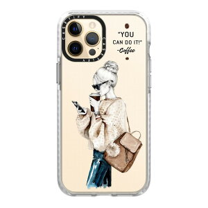 �y�����zCASETiFY iPhone 12ProMax �C���p�N�g�P�[�X �N���A �u���b�N �N���A �t���X�g Duty Free Girl and Coffee Clouds Stitches The Bear iPhone�P�[�X iPhone 12ProMax �ϏՌ� �ی�P�[�X ����