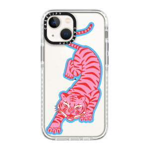 yz CASETiFY iPhone 13Mini CpNgP[X NA ubN NA tXg Tiger Pink with Blue Aries Moross Sticker iPhoneP[X iPhone 13Mini ϏՌ یP[X 