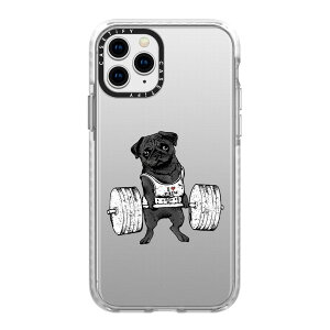 �y�����zCASETiFY iPhone 11Pro �C���p�N�g�P�[�X �N���A �u���b�N �N���A �t���X�g Clear Polka Daub Hearts Clouds Girl and Coffee Black Pug Lift iPhone�P�[�X iPhone 11Pro �ϏՌ� �ی�P�[�X ����