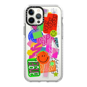 �y�����zCASETiFY iPhone 12ProMax �C���p�N�g�P�[�X �N���A �u���b�N �N���A �t���X�g Black Pug Lift Pastel Waves Rainbow Color Wheel iPhone�P�[�X iPhone 12ProMax �ϏՌ� �ی�P�[�X ����