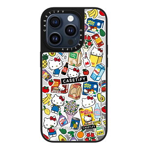 �y�����zCASETiFY Hello Kitty �R���{ iPhone15 Pro Max iPhone 15Pro iPhone15 �~���[�P�[�X MagSafe�Ή� �R���{ �ϏՌ� �ی�P�[�X �V���o�[ (�u���b�N�o���p�[)