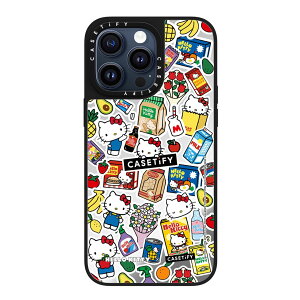 �y�����zCASETiFY Hello Kitty �R���{ iPhone15 Pro Max iPhone 15Pro iPhone15 �~���[�P�[�X MagSafe�Ή� �R���{ �ϏՌ� �ی�P�[�X �V���o�[ (�u���b�N�o���p�[)