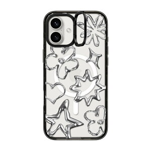 �y�����zCASETiFY iPhone 16 iPhone 16Pro iPhone 16Pro Max iPhone 16Plus �C���p�N�g�����O�X�^���h�P�[�X ���C�����X�[�d�ɑΉ� MagSafe �Ή� �}���`�J���[ miniJOHN Black Bow Daisy by Katie-s Collective LATE NIGHT