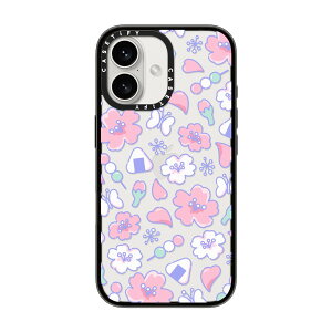 �y�����z CASETiFY iPhone16 iPhone 16Pro iPhone 16ProMax iPhone 16Plus �R���p�N�g�P�[�X �ϏՌ� �ی�P�[�X ���� ���C�����X�[�d�ɑΉ� �u���b�N Clouds Ditsy Daisies White Black Kingsnake Chrome Doodles Sakura Rain