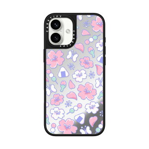 �y�����zCASETiFY iPhone16 iPhone16Plus iPhone 16Pro iPhone 16Pro Max MagSafe �Ή��~���[�P�[�X �V���o�[ (�u���b�N�o���p�[�j�u���b�N (�u���b�N�o���p�[) Metallic Ribbon I Hope Big Bobo Cats-tify Sakura String