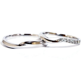 ハードプラチナペアリング2本製作ランコントルラインpt950メンズ＆レディース　ペアリングマリッジリング結婚指輪出会いをイメージしたデザインメンズは少し幅広レディースにはダイヤモンド