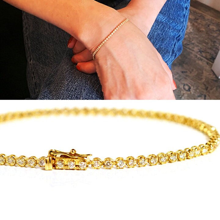 楽天市場】テニスブレスレットフルエタニティーダイヤモンド1.00  