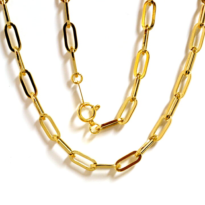 楽天市場】フラットロングオーバルロールチェーンネックレスK18  