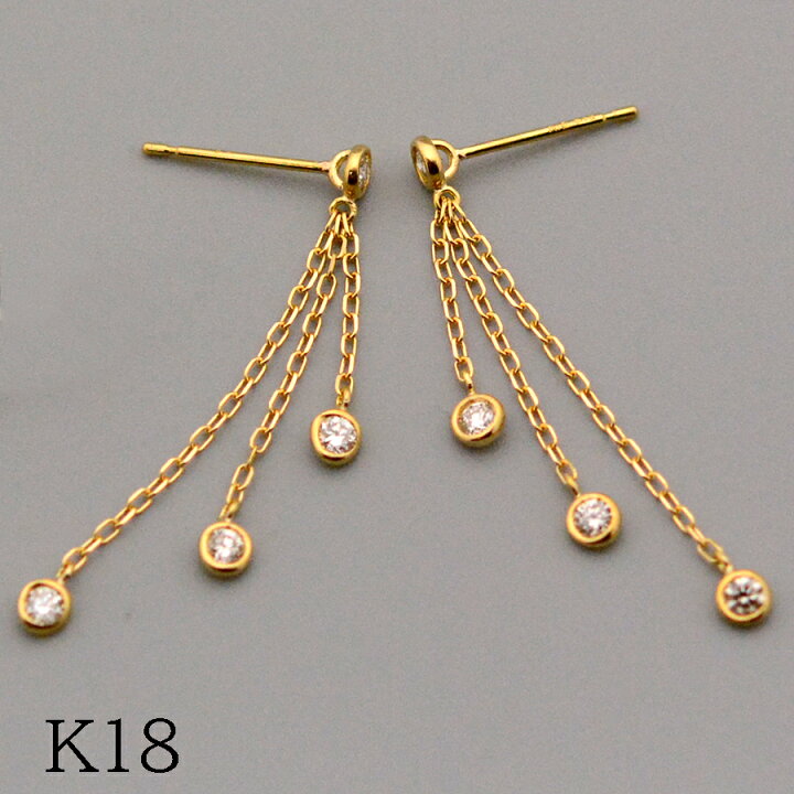楽天市場】ドーナツセットダイヤモンド スリーチェーンピアス K18 