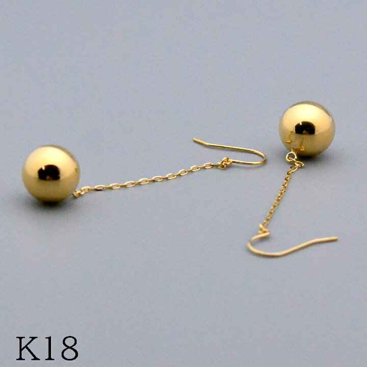 楽天市場】ボールチェーンロングピアスK18イエローゴールド10mm : CASHO